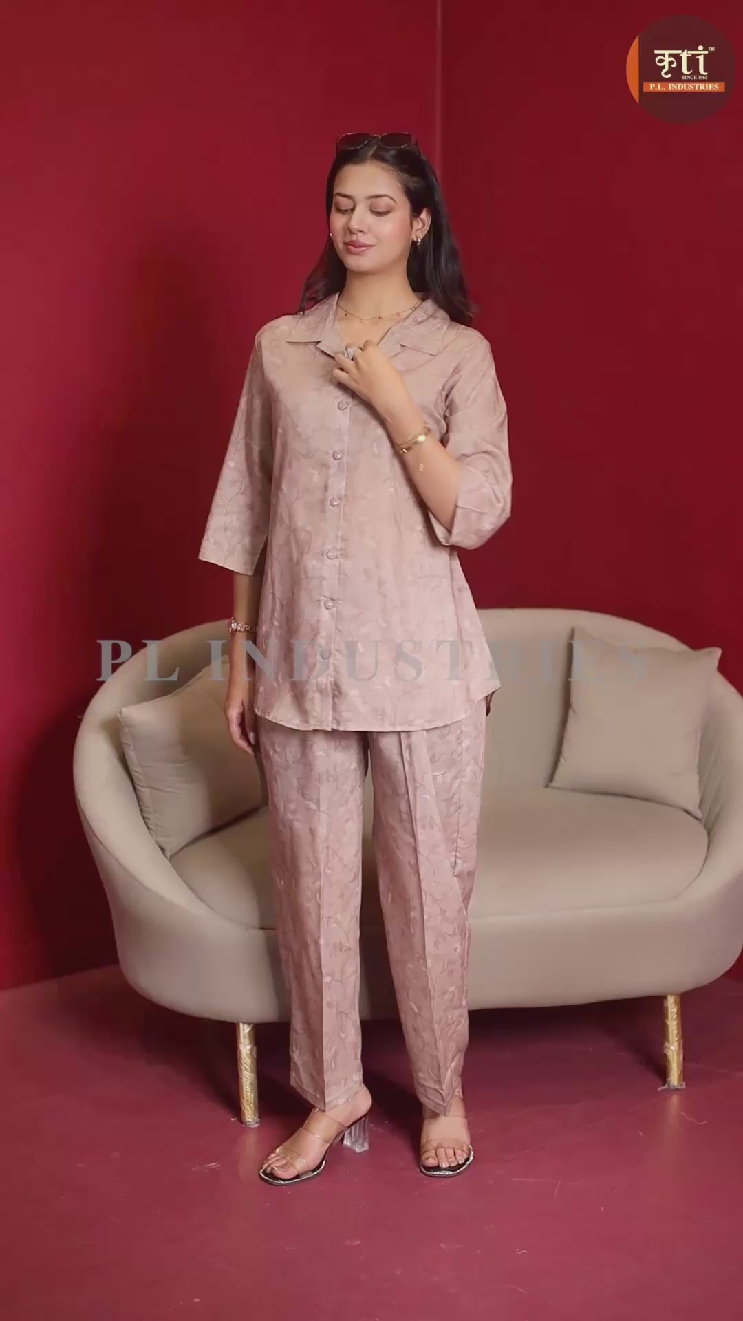 Collard Rayon Cotton Co-Ord Set - Camel