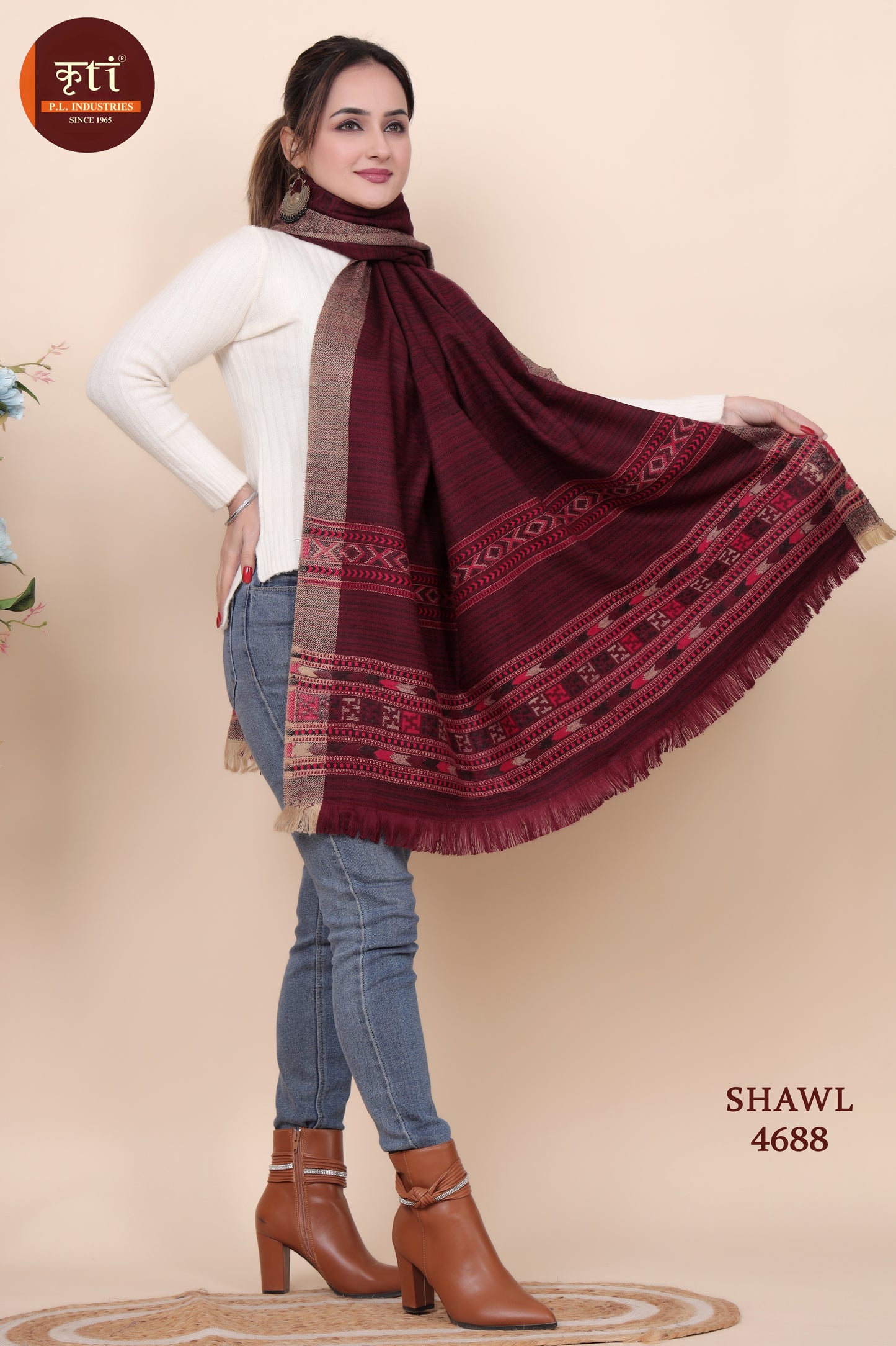 KRITI Acrylic/Viscose Shawl For Women