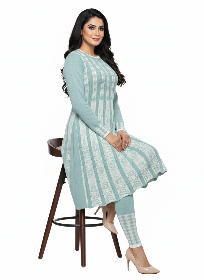 KRITI प्रीमियम महिलाओं के लिए हेयर सॉफ्ट फ़ैब्रिक फ़िरोज़ी रंग 2 पीस कुर्ती सेट 