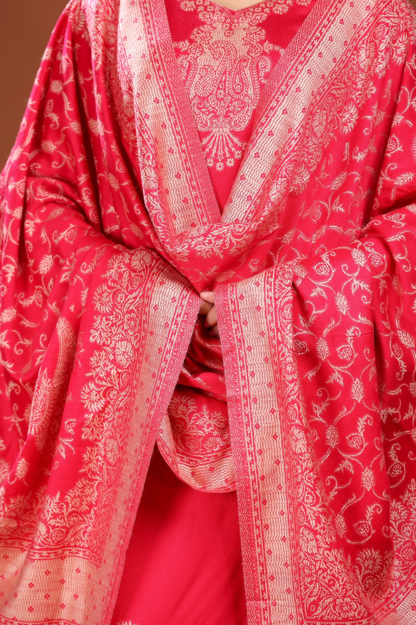 KRITI Woolen Unstitched Winter Suit Set Woven Pattern Pink Color For Women